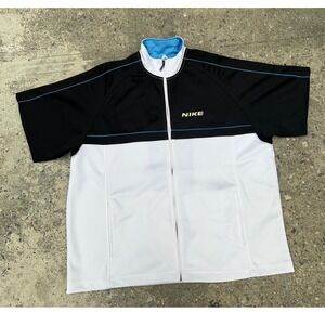 Vintage 90s Nike Short Sleeve Track Jacket Mens XL Colorblock Full Zip Black